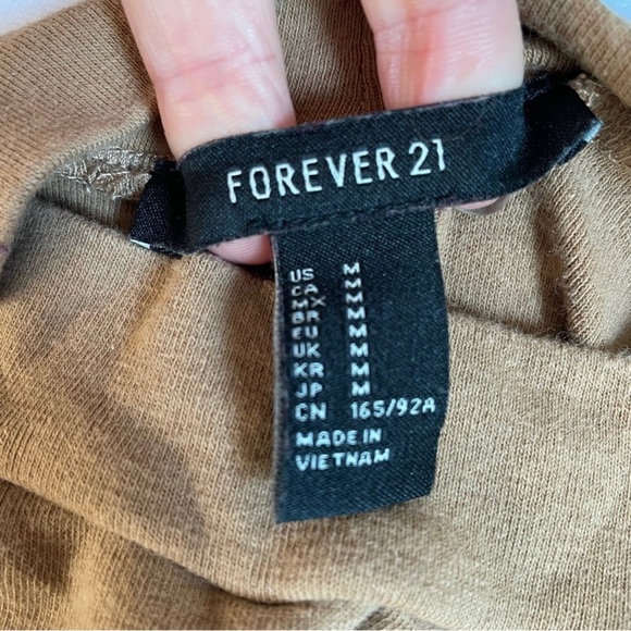Forever 21 Women’s Tan Long Sleeve Mock Neck Mini Bodycon Dress Medium - Picture 7 of 10